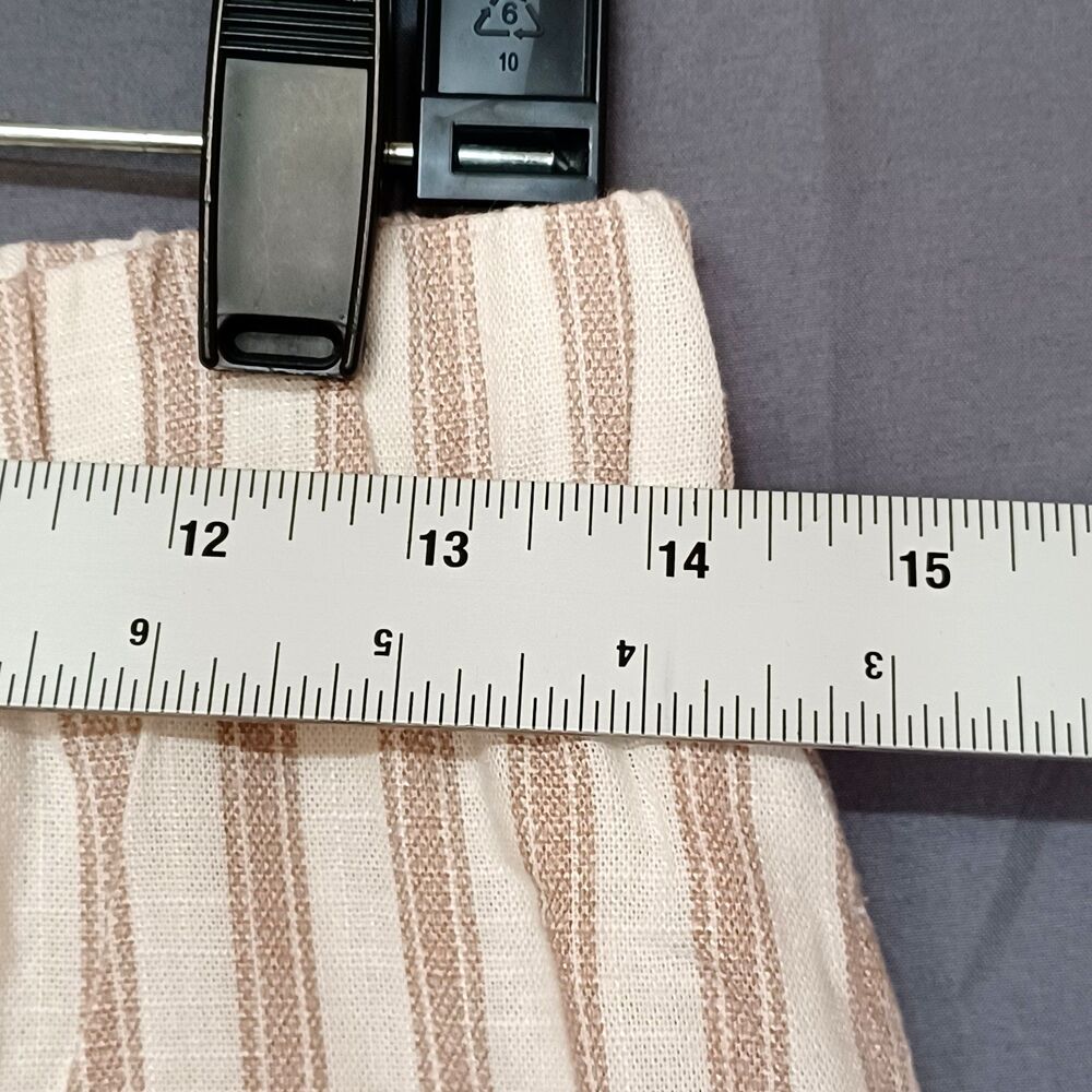 May Design Women’s M Khaki/Cream Striped WideLeg Pull‑On Pants Pockets Lined NWT - Picture 4 of 13